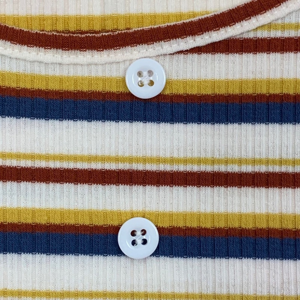 Shein Striped Button Front Tee Size M - image 5